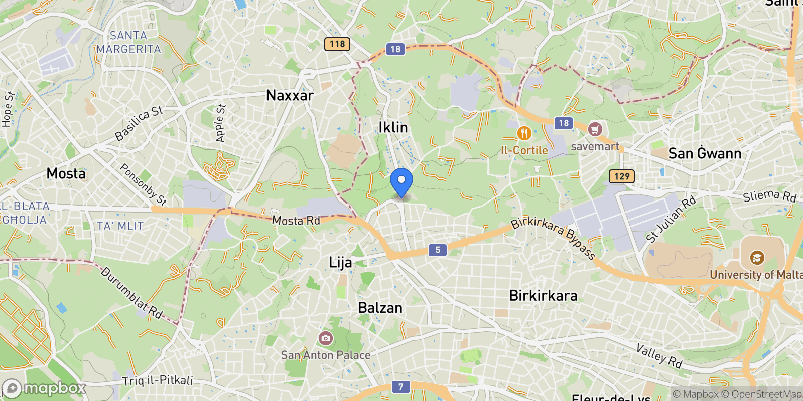 Map showing Iklin, Malta.