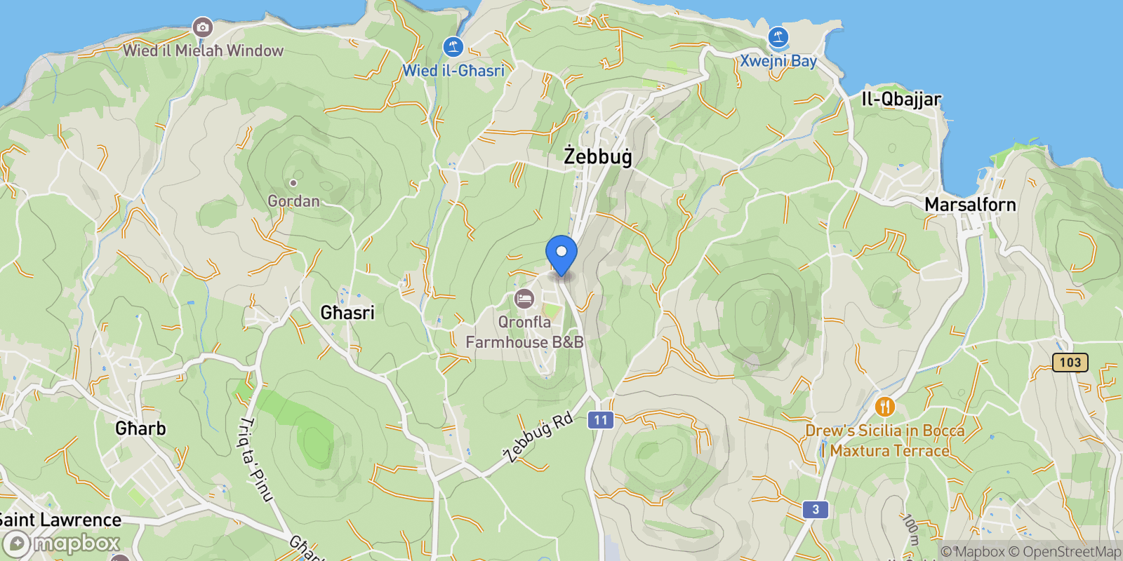 Map showing Haz-Zebbug, Malta.