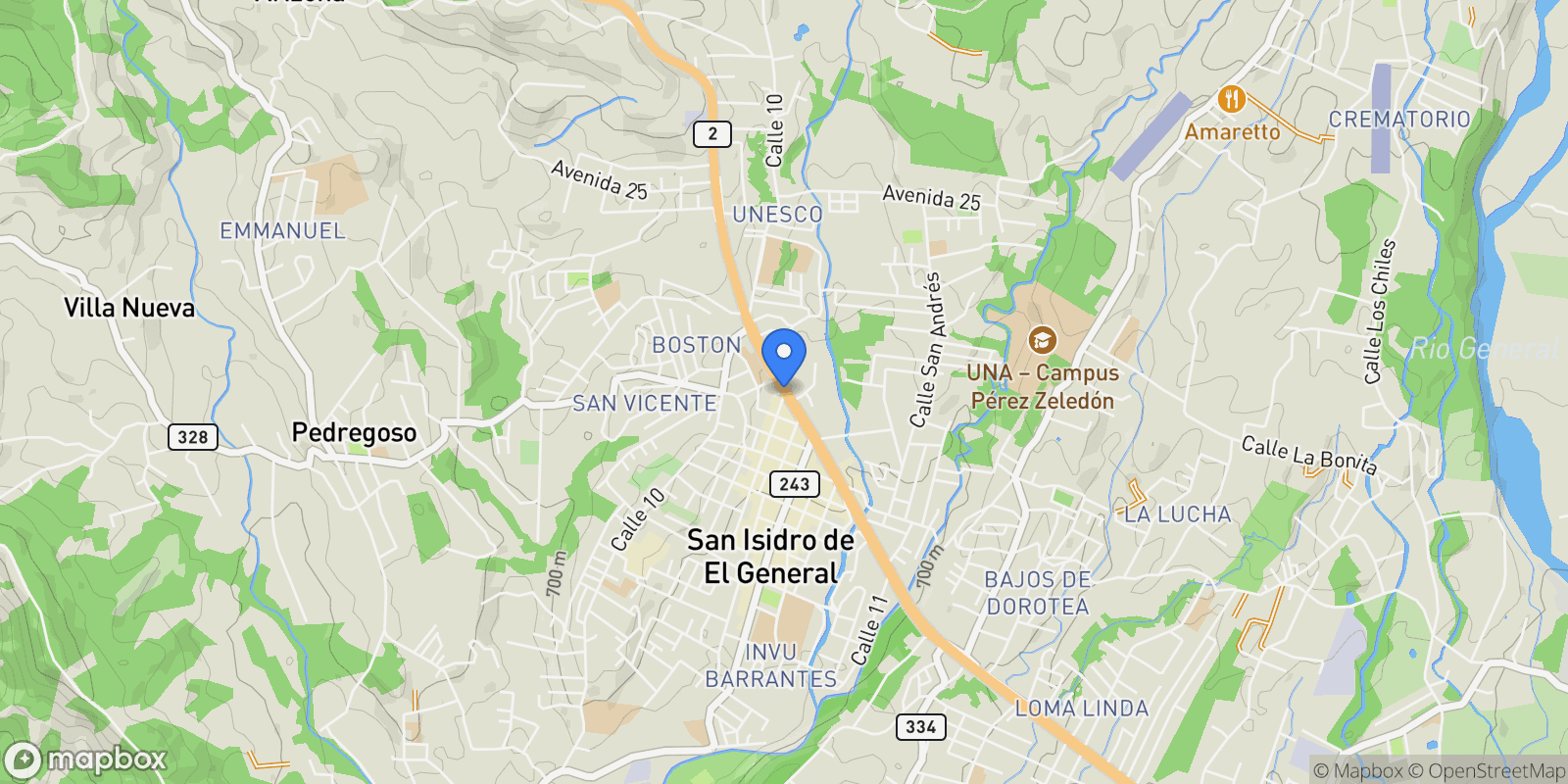Map showing San José Province, San Isidro de El General, Costa Rica, San Isidro de El General, San José Province, Costa Rica.