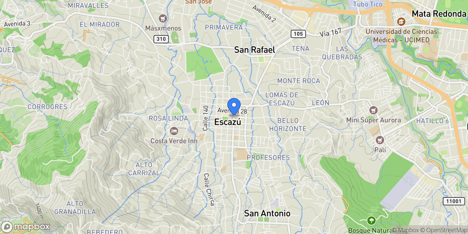 Map showing San José Province, Escazu, Costa Rica, Escazu, San José Province, Costa Rica.