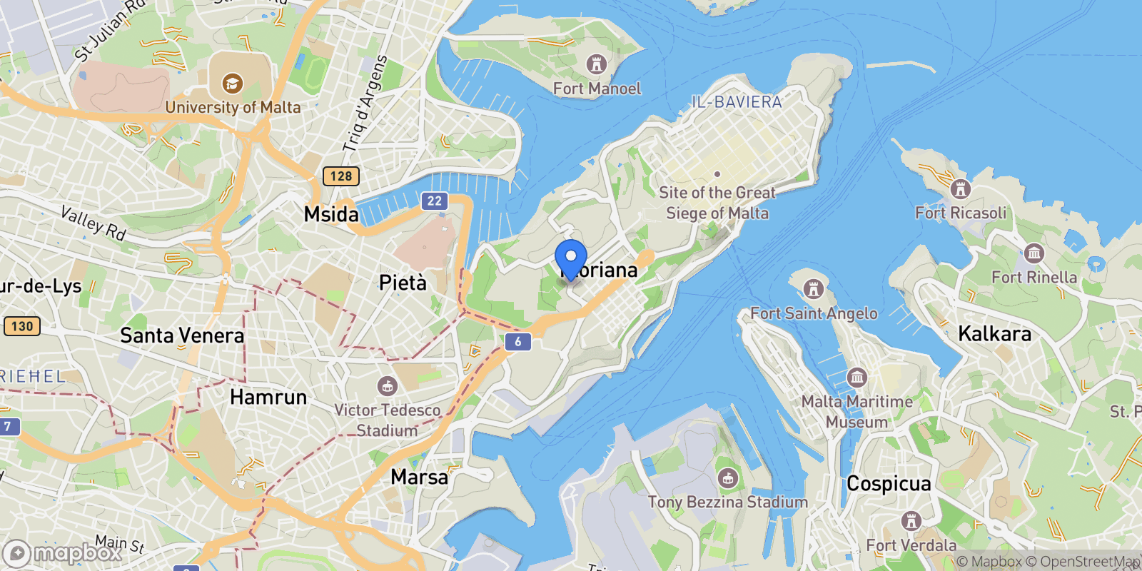 Map showing Floriana, Malta.