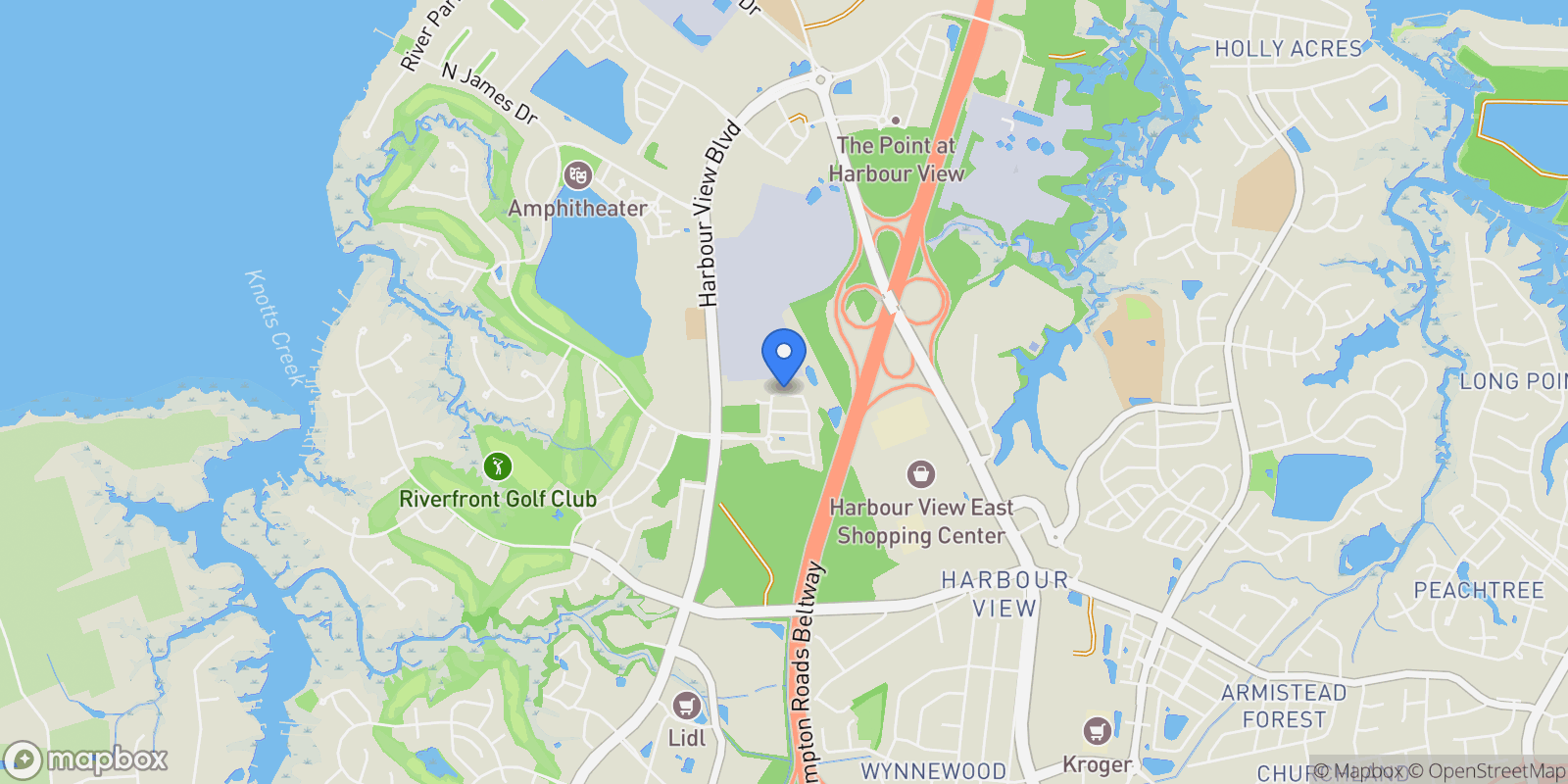 Map showing 2006 Asher Drive, Suffolk, Virginia, United States.