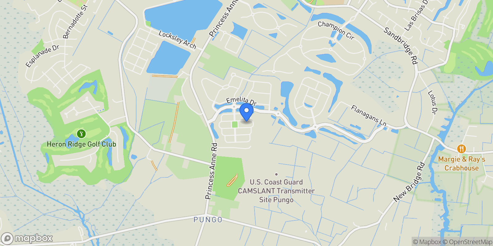 Map showing 1980 Grandon Loop, Virginia Beach, Virginia, United States.