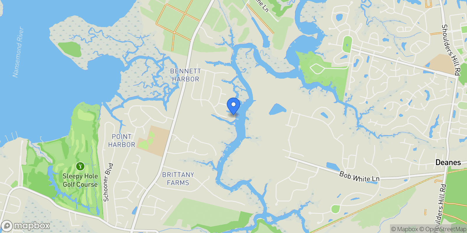 Map showing 2933 Harbor RD, Suffolk, Virginia, United States.