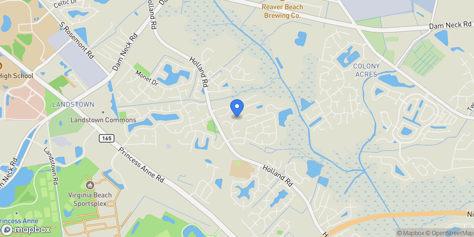 Map showing 2853 Bald Eagle RD, Virginia Beach, Virginia, United States.