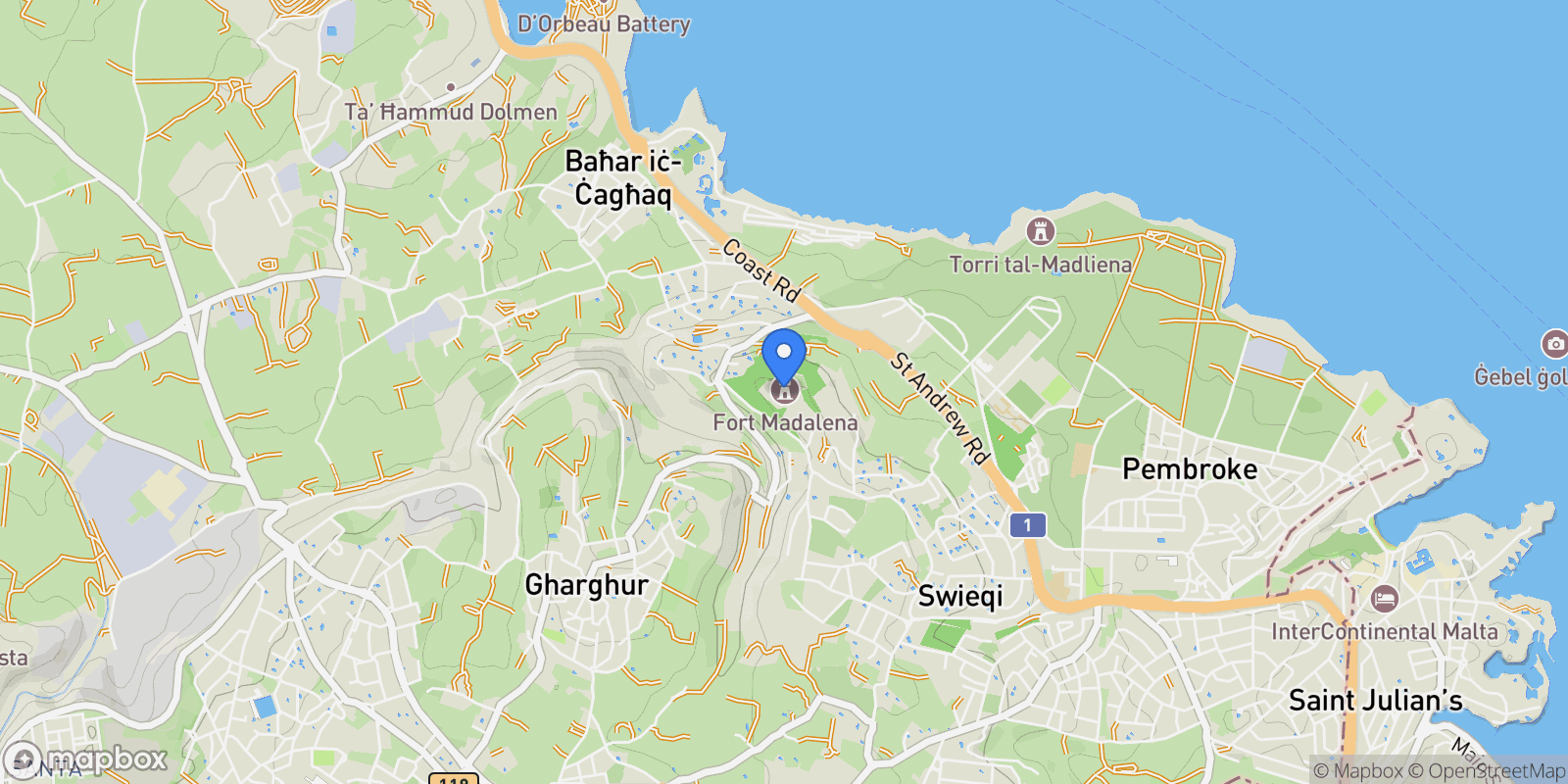 Map showing Triq il-Veduta, Sliema Area, Swieqi, Malta.