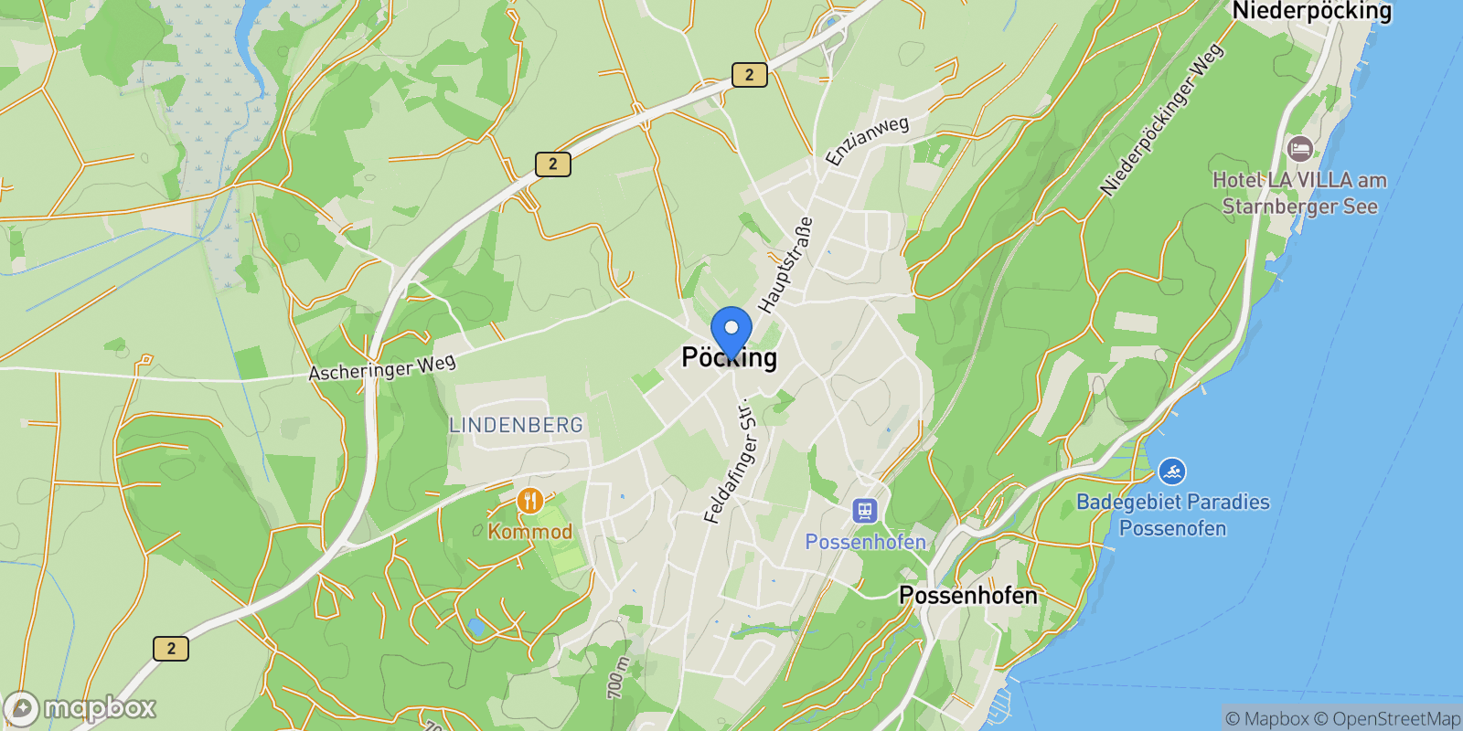 Map showing München, BY 82343, Pöcking, Bavaria, Germany.