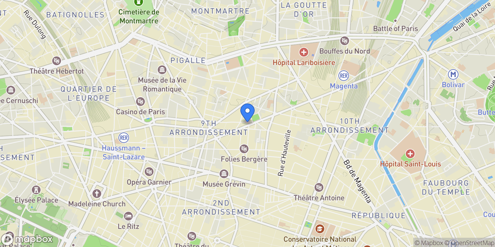 Map showing Paris, Île-de-France, France.