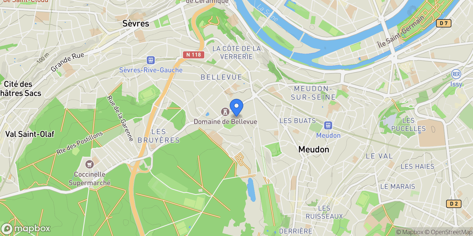Map showing Meudon, Île-de-France, France.