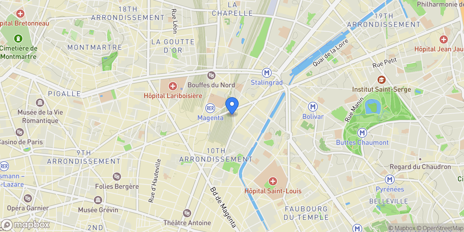Map showing Paris, Île-de-France, France.