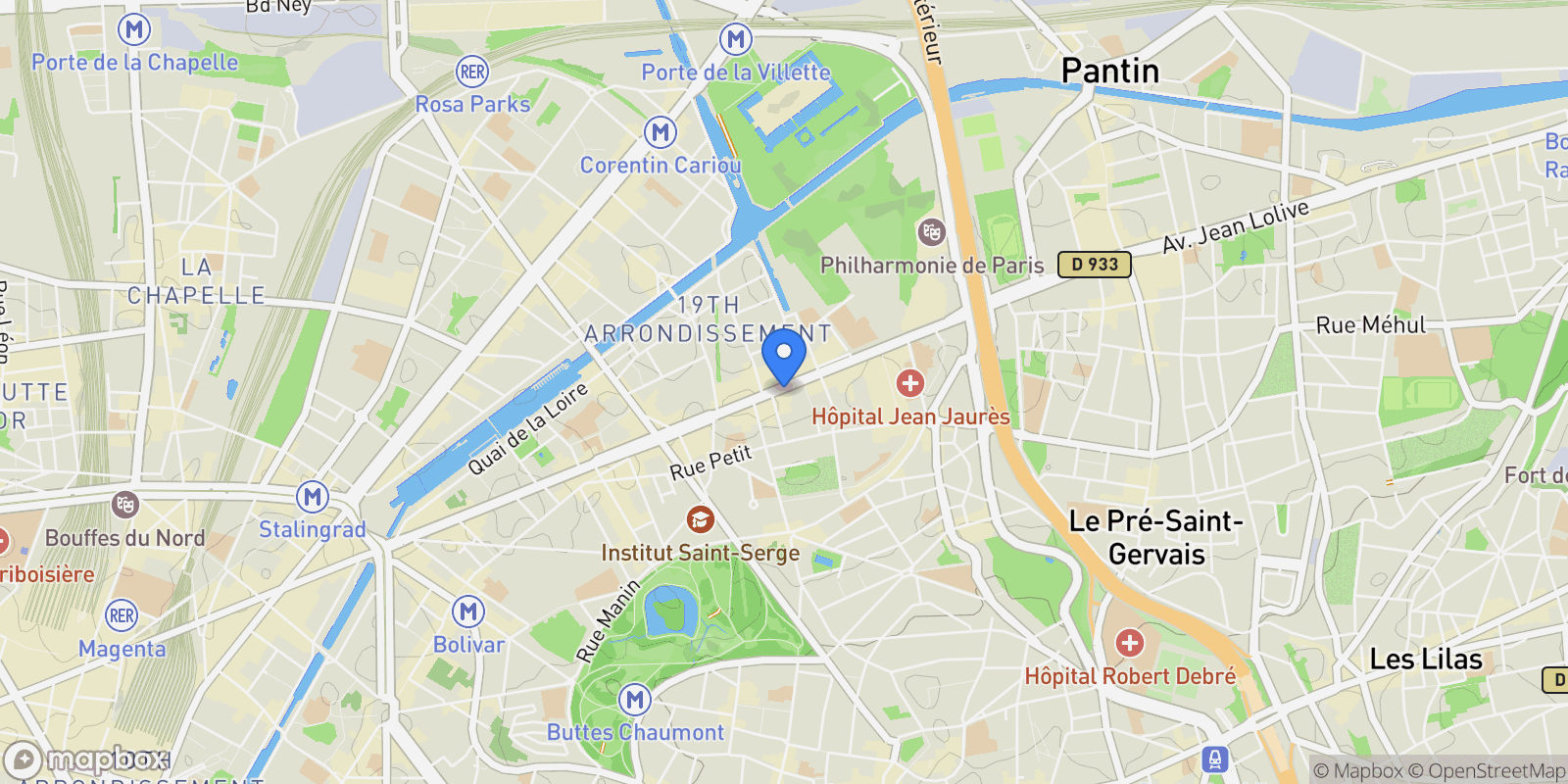 Map showing Paris, Île-de-France, France.