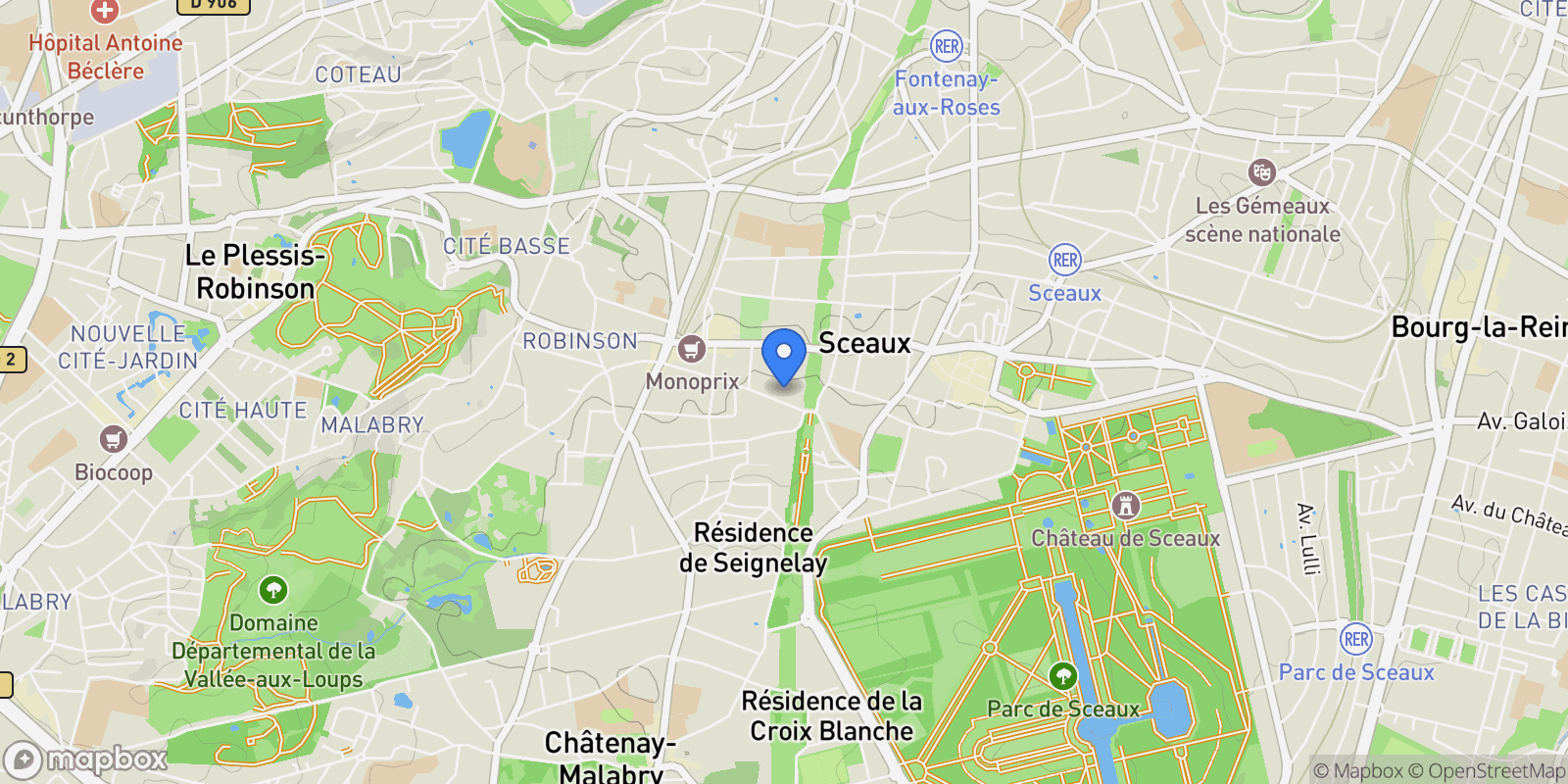 Map showing Sceaux, Île-de-France, France.