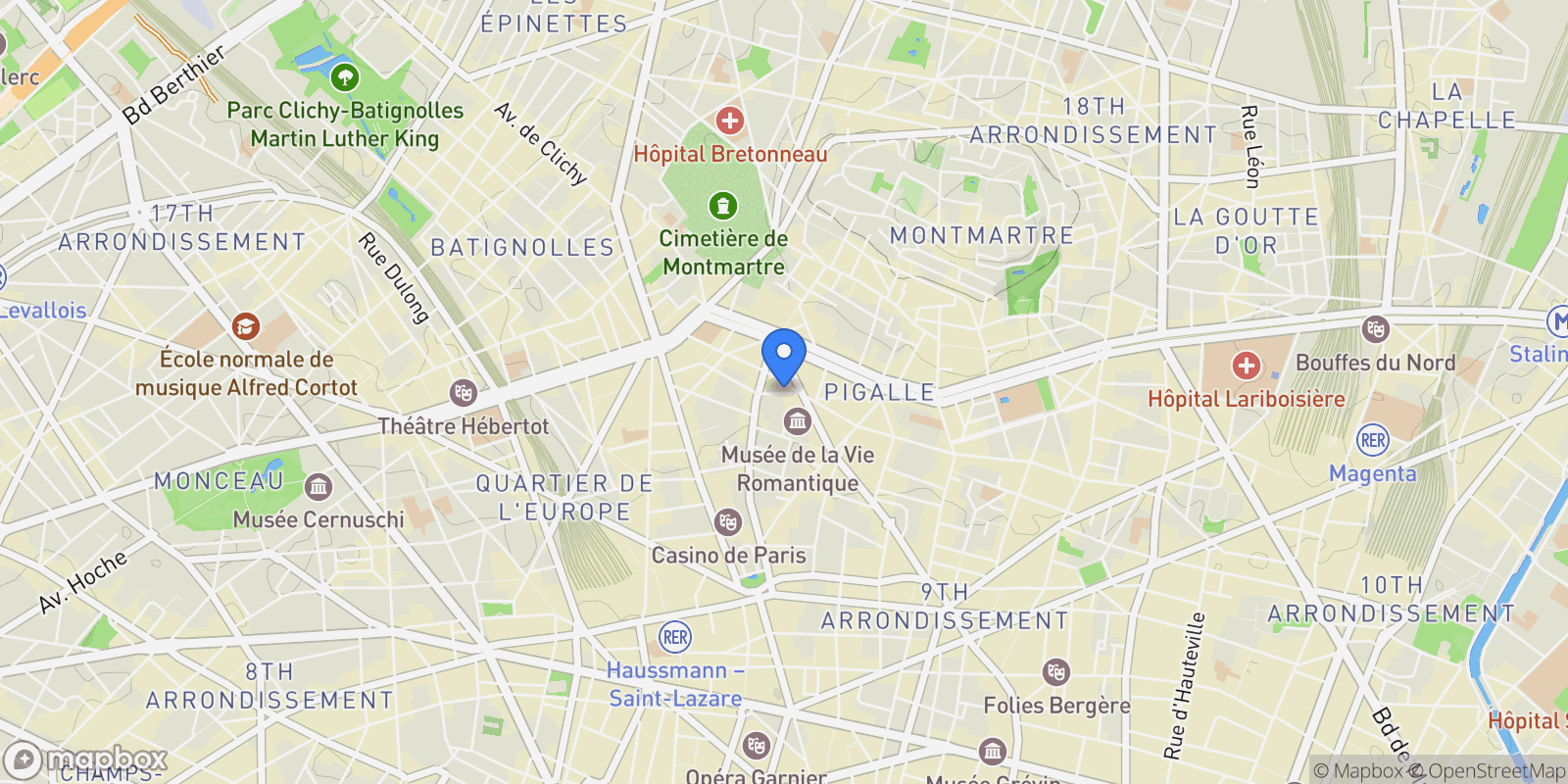 Map showing Paris, Île-de-France, France.