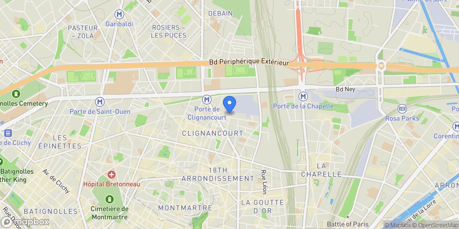 Map showing Paris, Île-de-France, France.