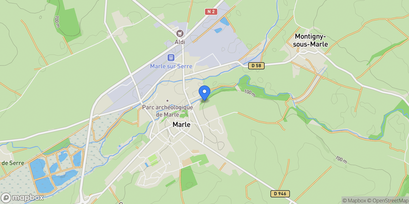 Map showing Marle, Hauts-de-France, France.