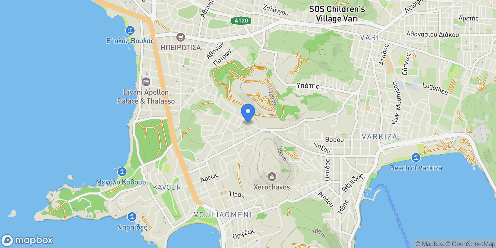 Map showing Vouliagmeni, Attica, Greece.