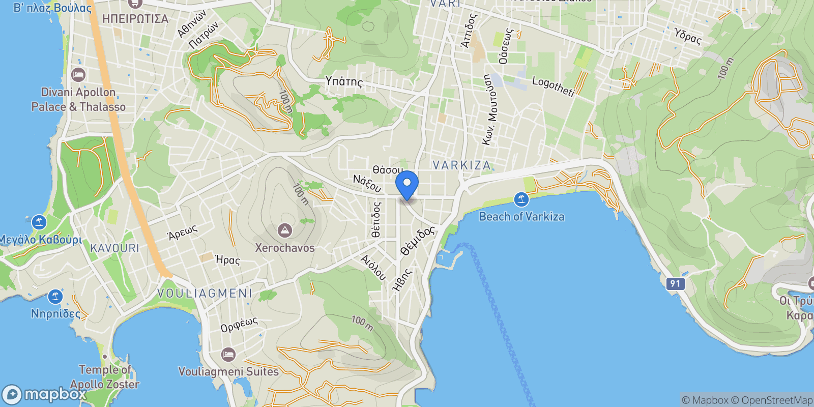Map showing Vari, Attica, Greece.