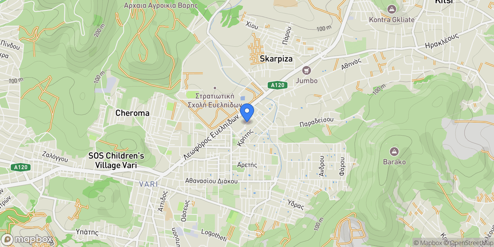 Map showing Vari, Attica, Greece.
