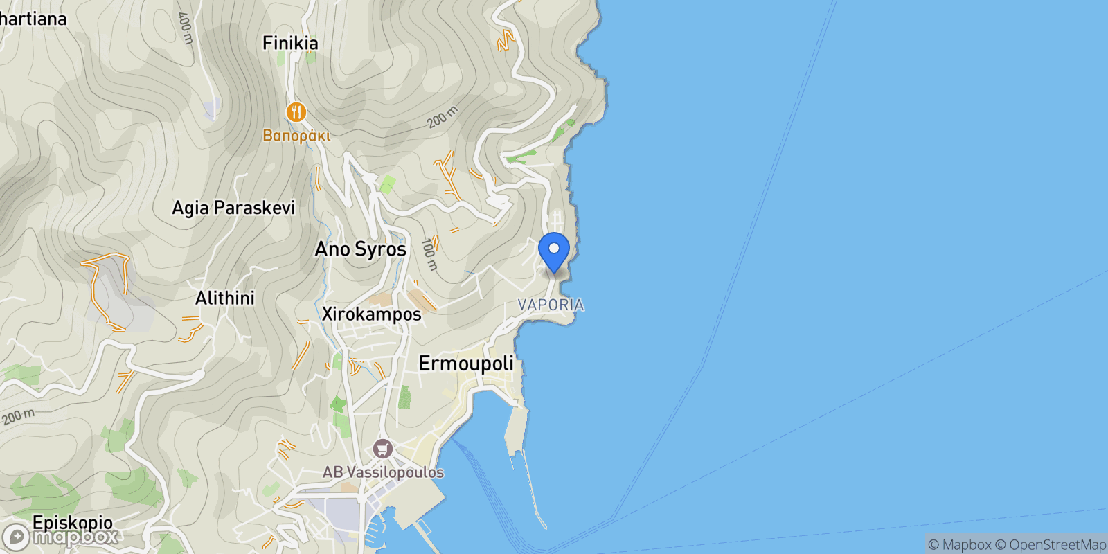 Map showing Syros, Aegean, Greece.