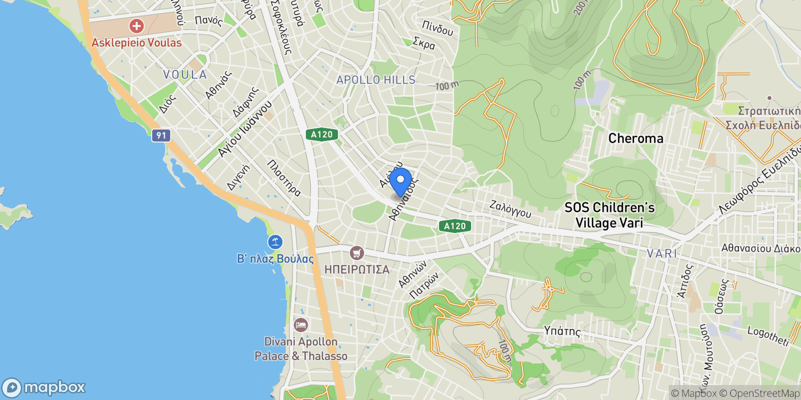 Map showing Voula, Attica, Greece.