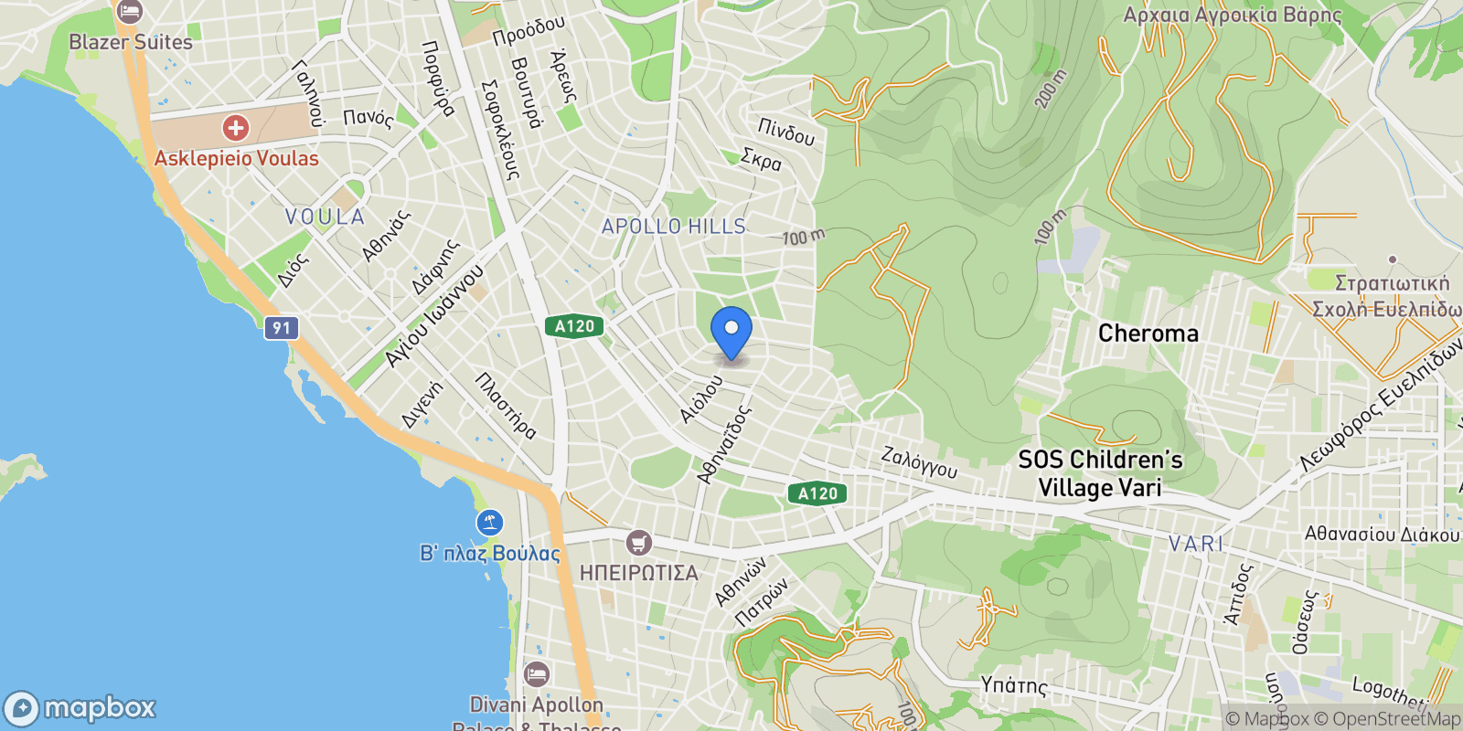 Map showing Voula, Attica, Greece.