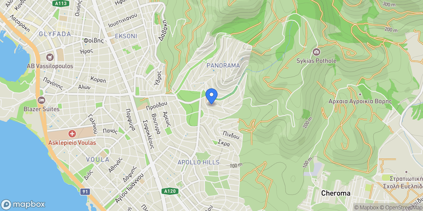 Map showing Voula, Attica, Greece.
