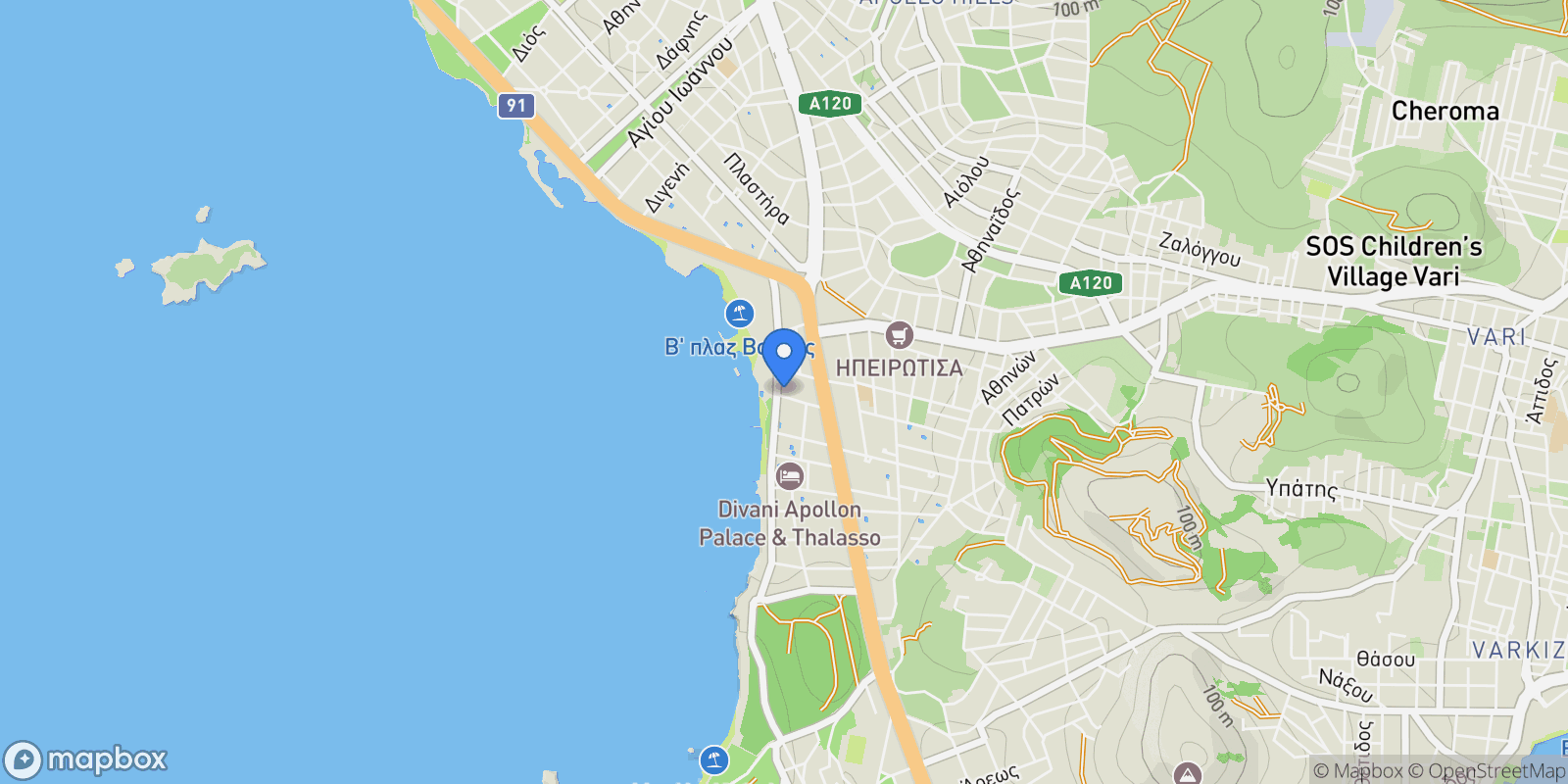 Map showing Voula, Attica, Greece.