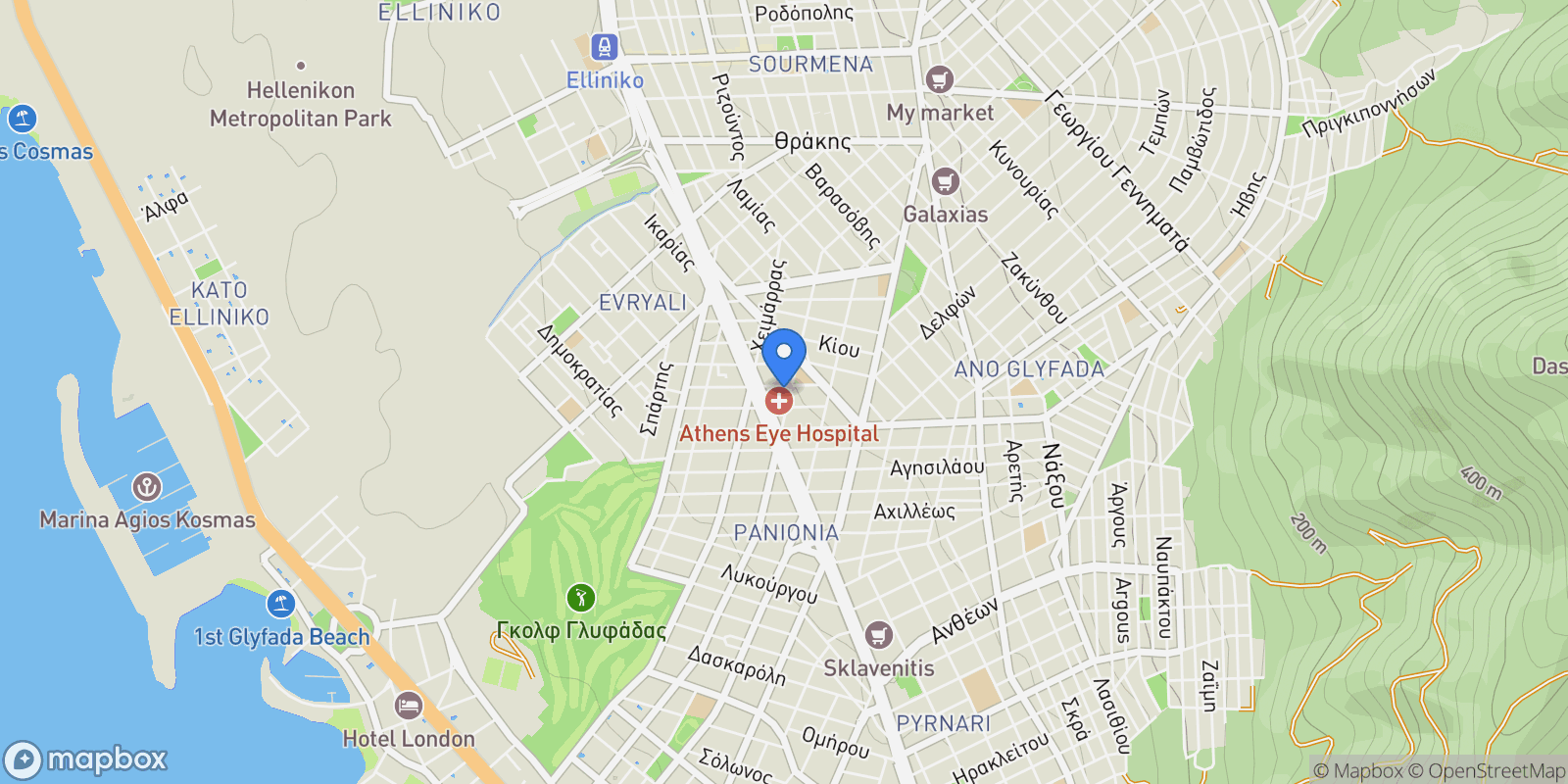 Map showing Glyfada, Attica, Greece.