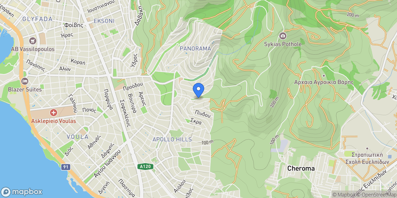 Map showing Voula, Attica, Greece.