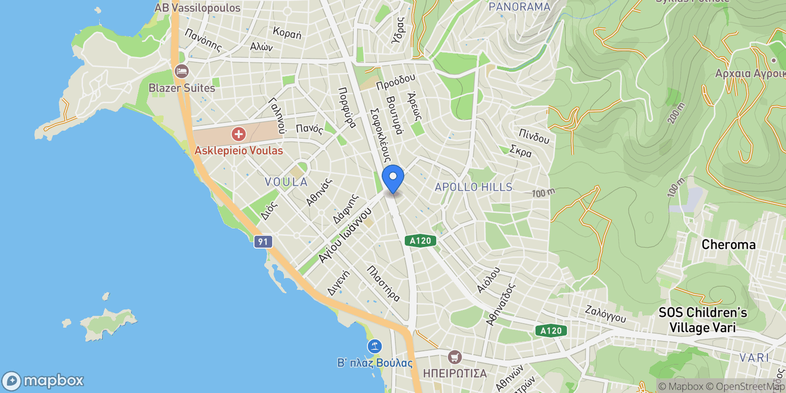 Map showing Voula, Attica, Greece.