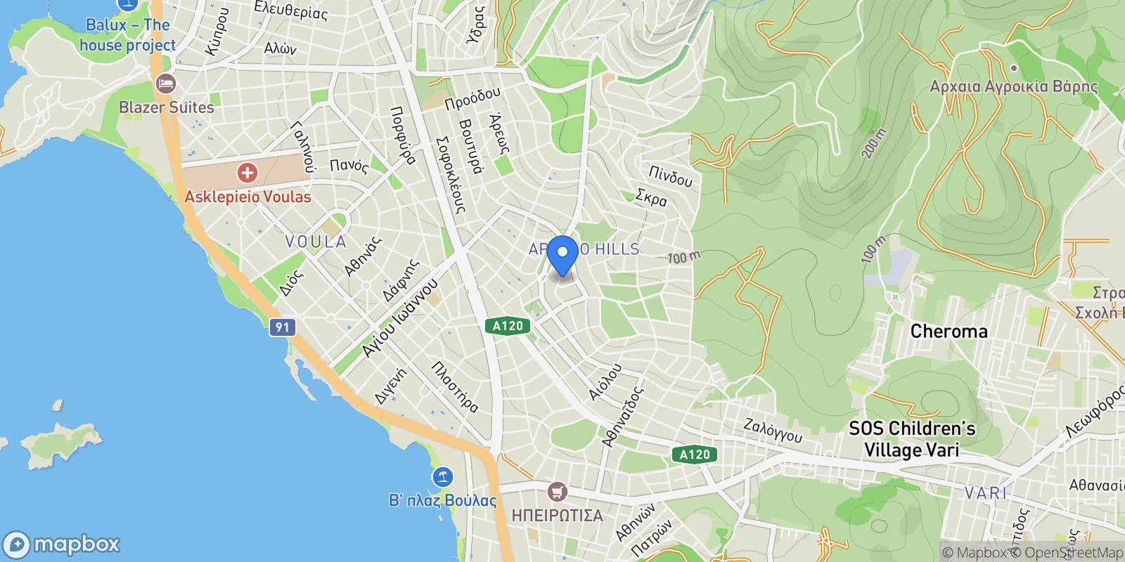 Map showing Voula, Attica, Greece.