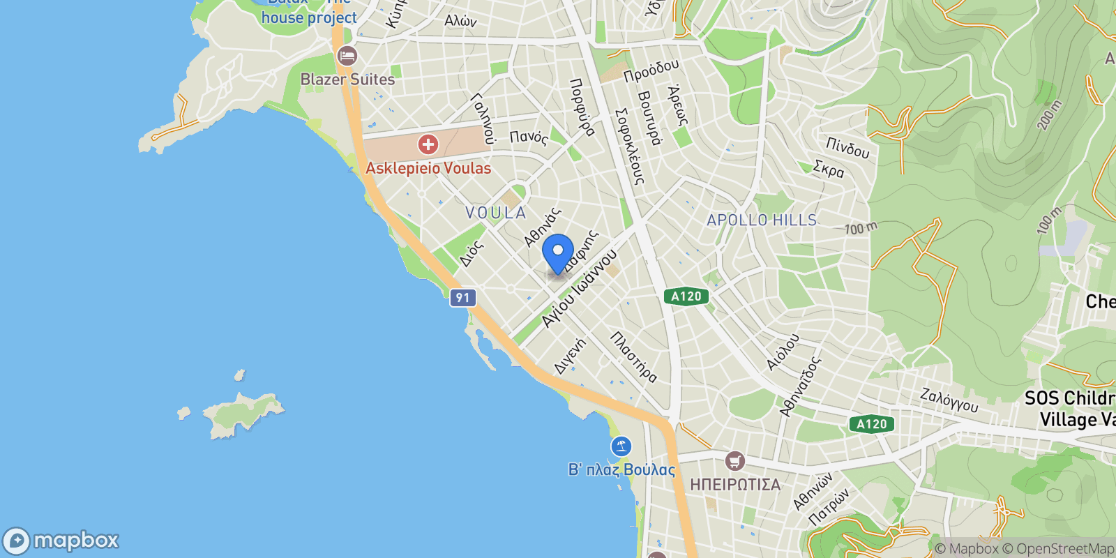 Map showing Voula, Attica, Greece.