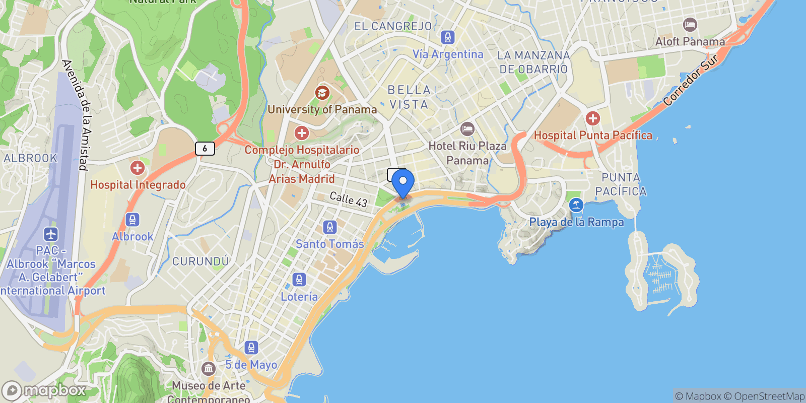 Map showing Panamá AVENIDA BALBOA, Panama City, Panama, Panama.