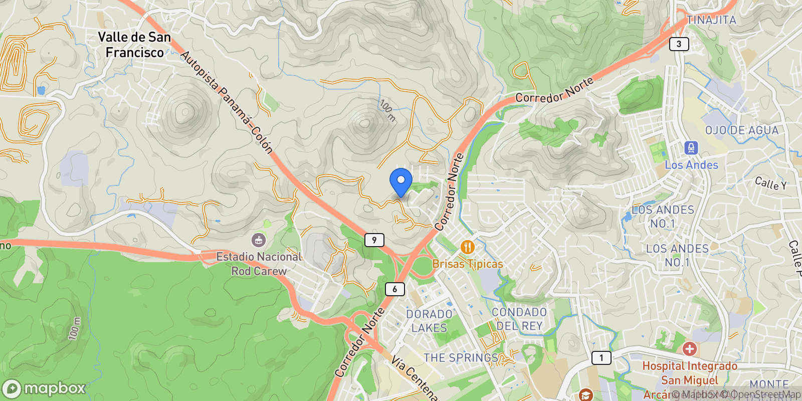 Map showing San Miguelito ALTOS DE PANAMÁ, PH BARRIO ALTO, San Miguelito, Coclé Province, Panama.