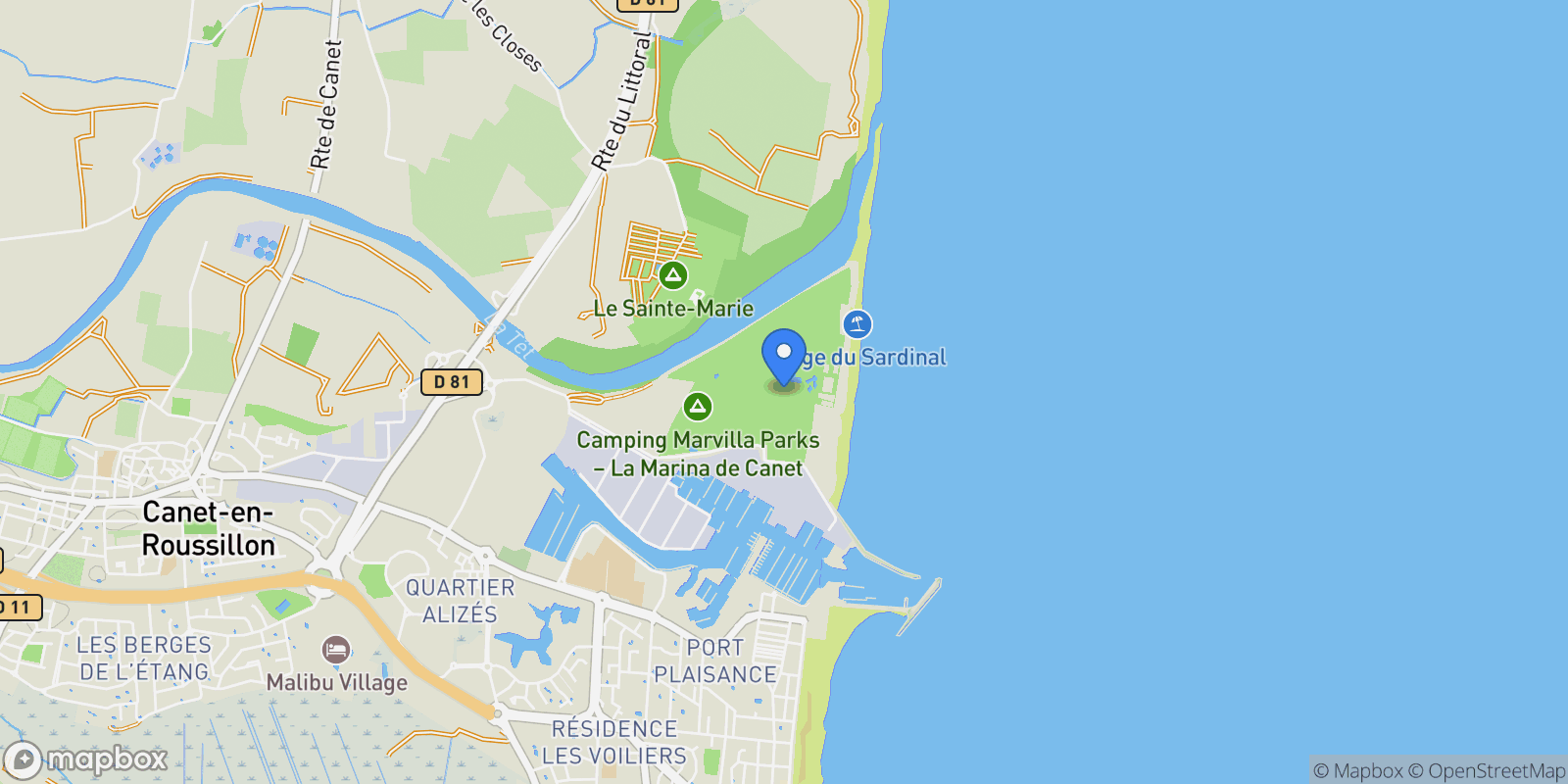 Map showing CANET EN ROUSSILLON, K 66140, Canet-en-Roussillon, Occitanie, France.