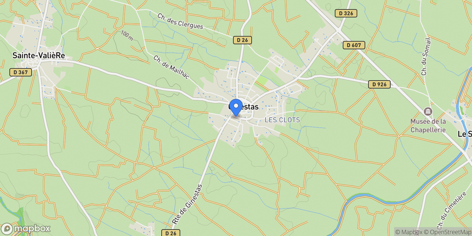 Map showing GINESTAS, K 11120, Ginestas, Occitanie, France.