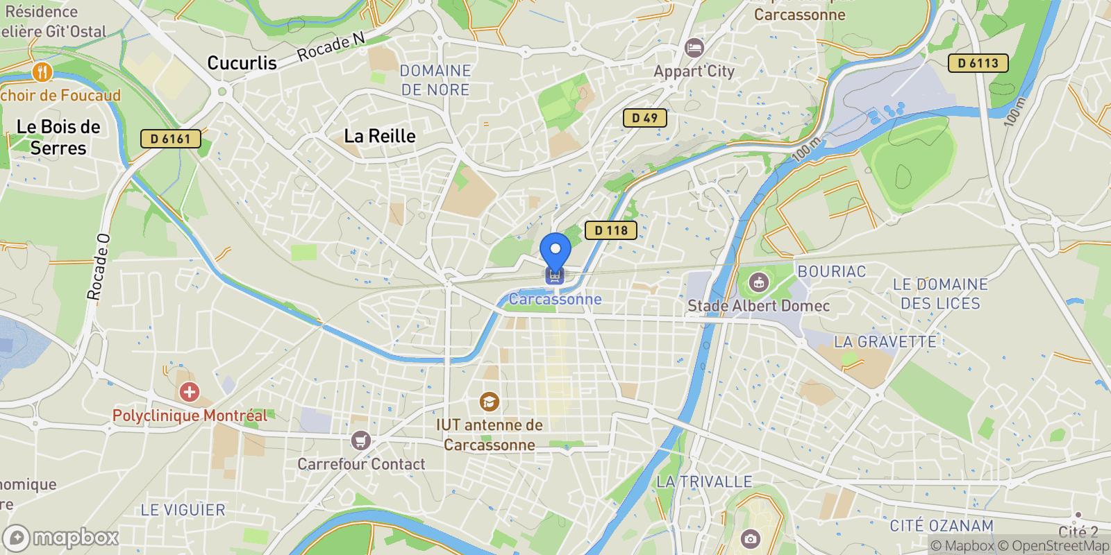 Map showing CARCASSONNE, K 11000, Carcassonne, Occitanie, France.