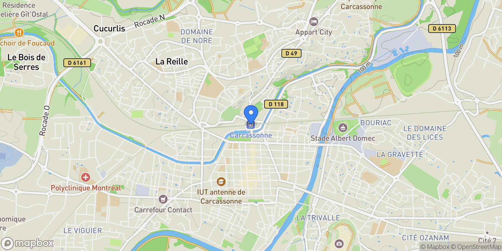 Map showing CARCASSONNE, K 11000, Carcassonne, Occitanie, France.