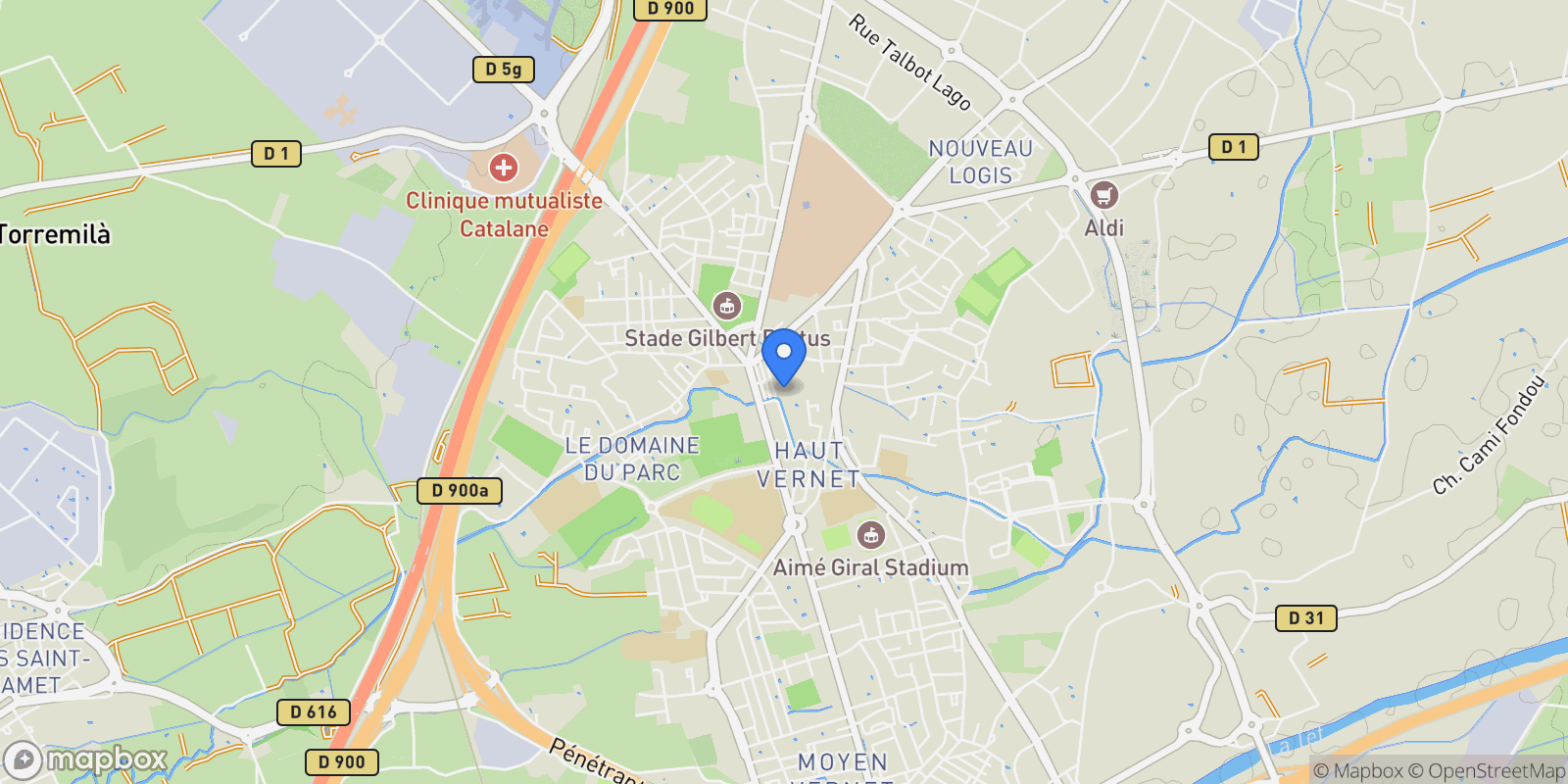 Map showing PERPIGNAN, K 66000, Perpignan, Occitanie, France.