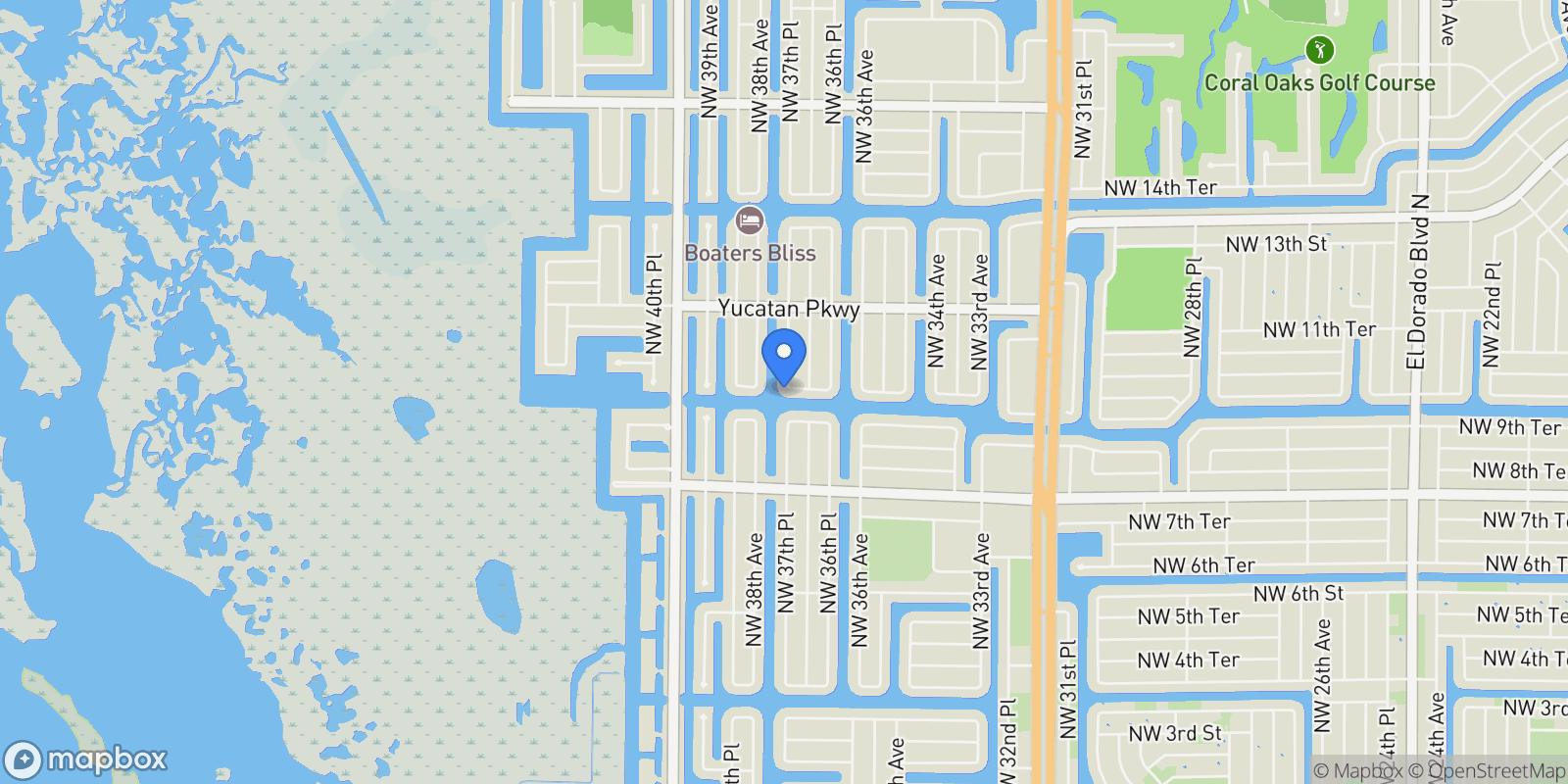 Map showing 1000 NW 37th Place, Cape Coral, Florida, United States.