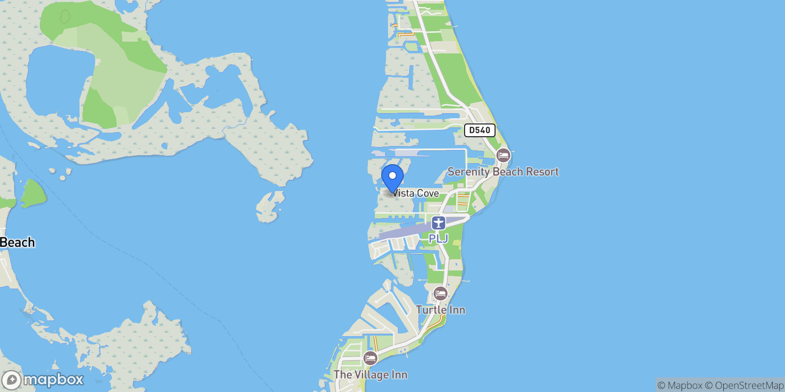 Map showing Seabird, Placencia, Stann Creek District, Belize.
