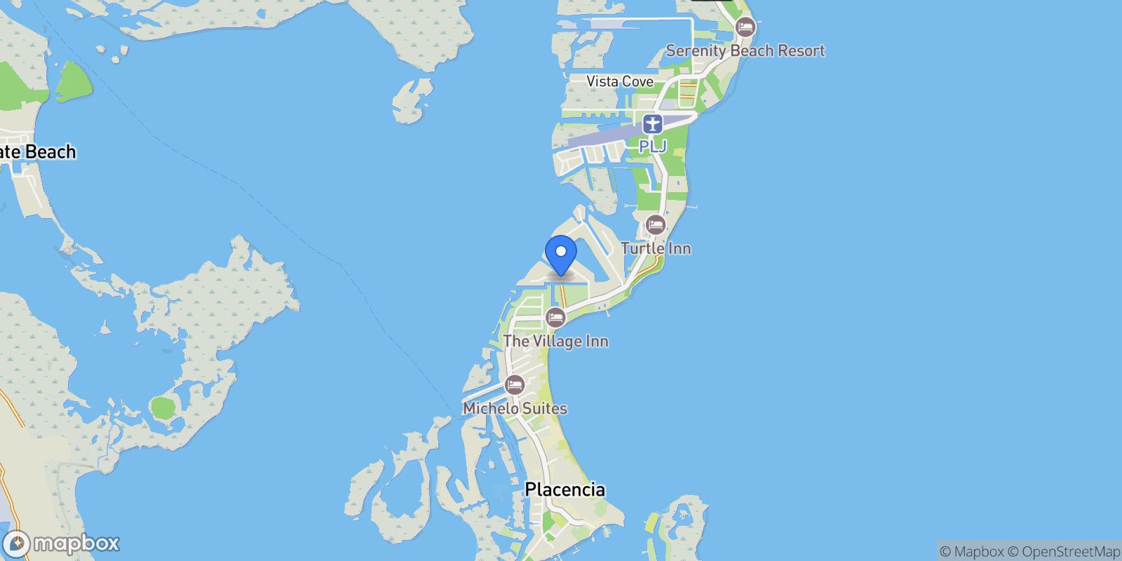 Map showing Peninsula Club, Placencia, Stann Creek District, Belize.