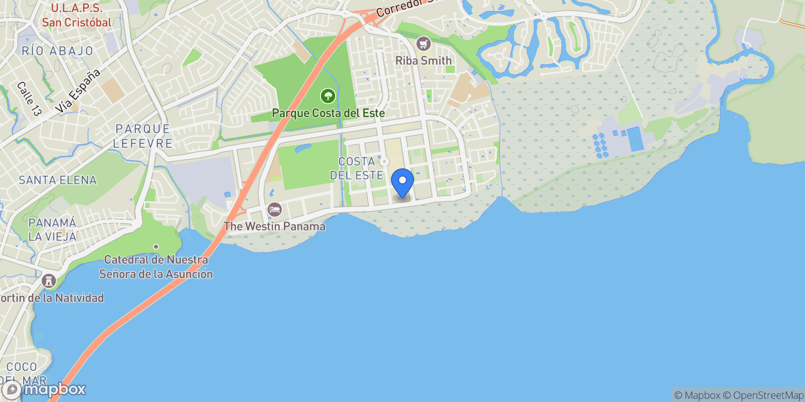 Map showing Panama City, Panama, Panama.