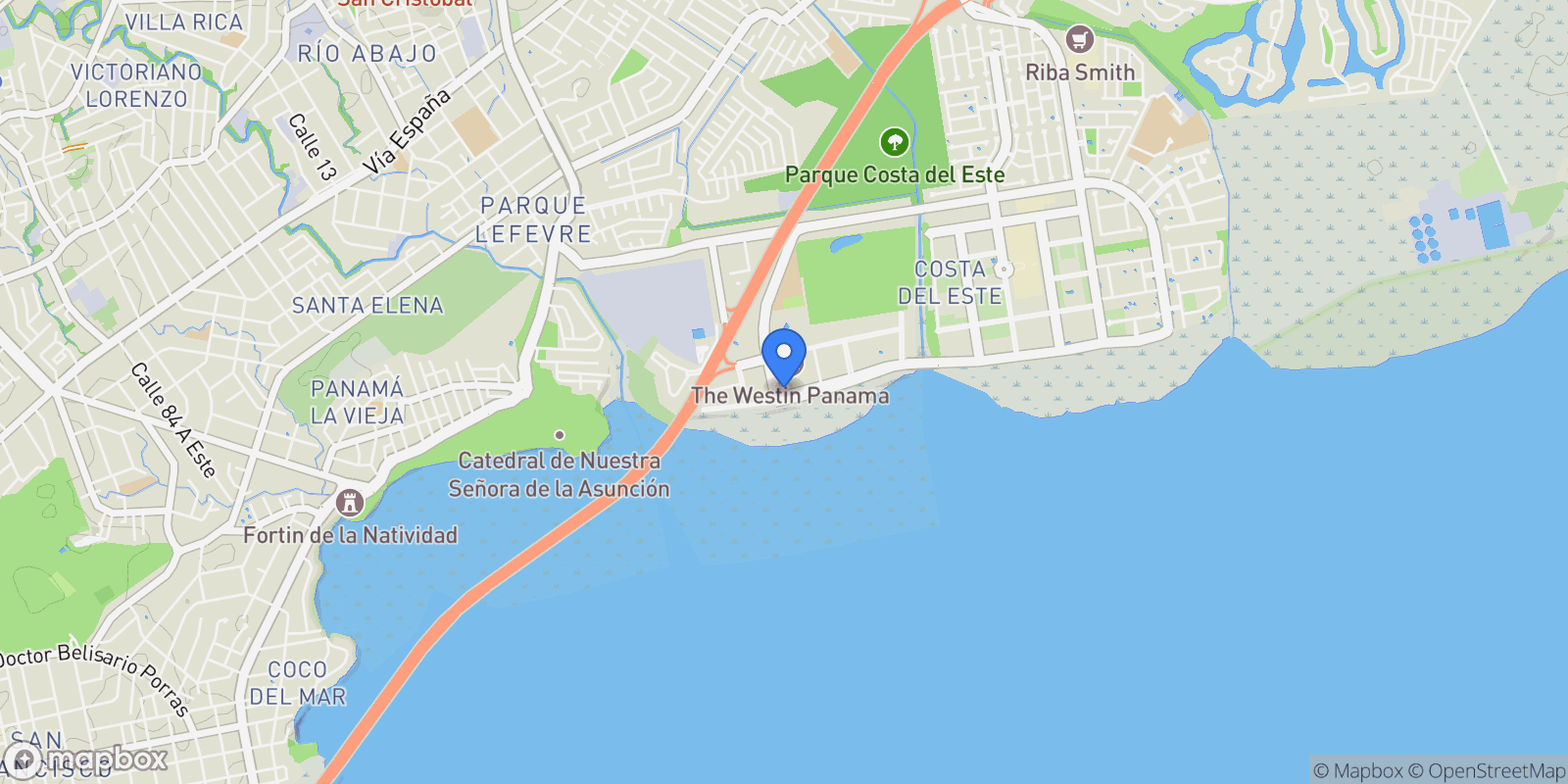 Map showing Panama City, Panama, Panama.