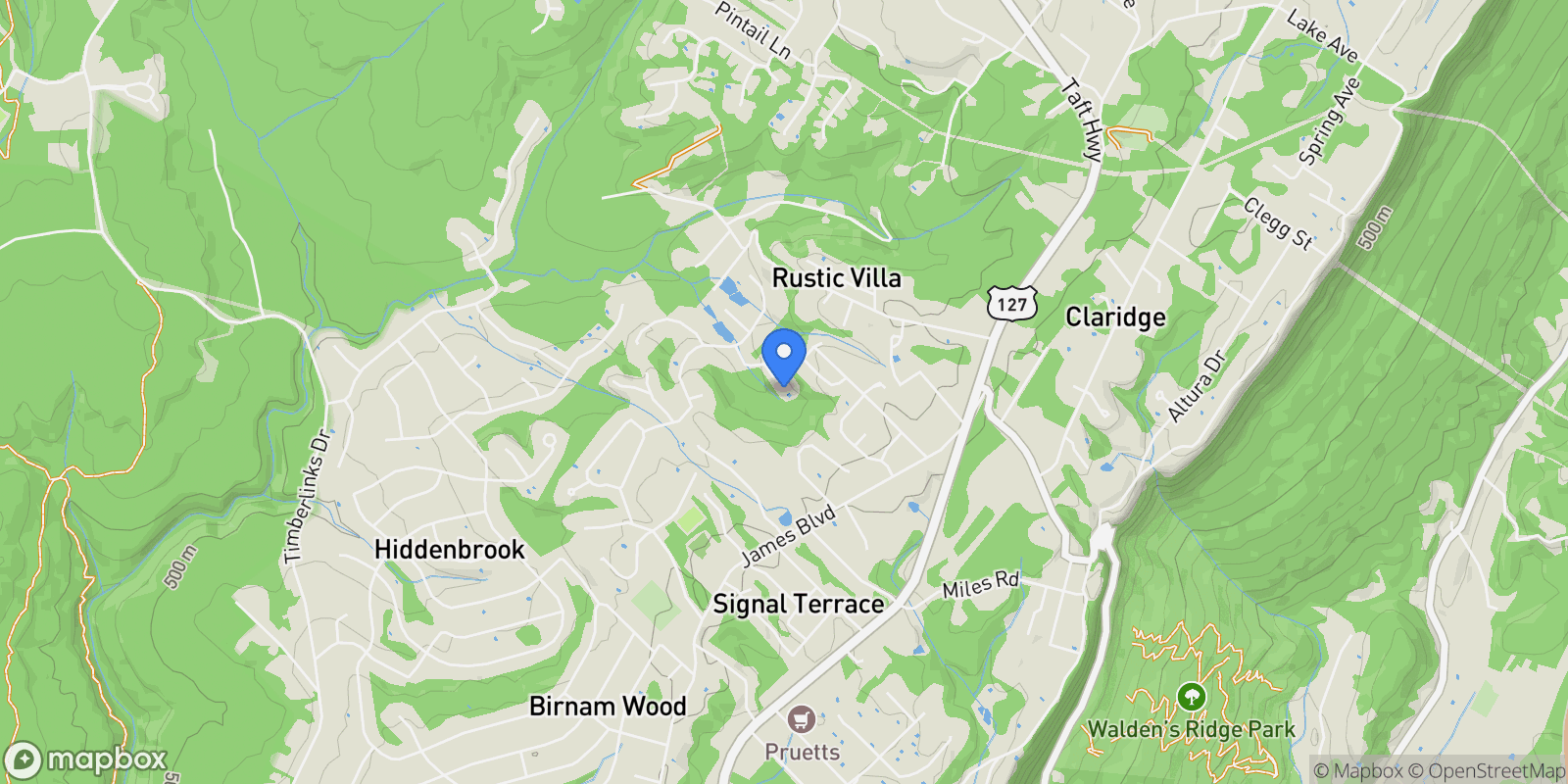 Map showing 11 Saint Nicholas Way, Signal Mountain, TN 37377, Signal Mountain, Tennessee, United States.