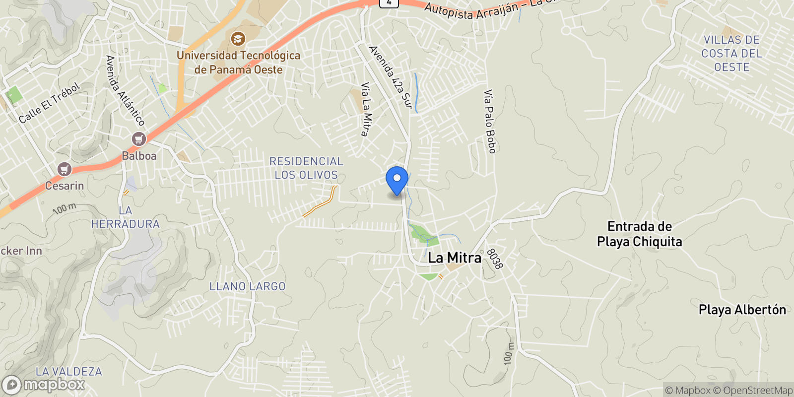 Map showing La Chorrera, Provincia de Panamá Oeste, Panama.