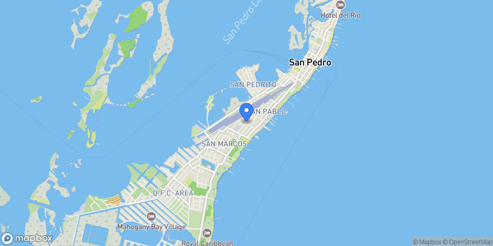 Map showing 95 Hurricane Street, San Pedro, Corozal District, Belize.