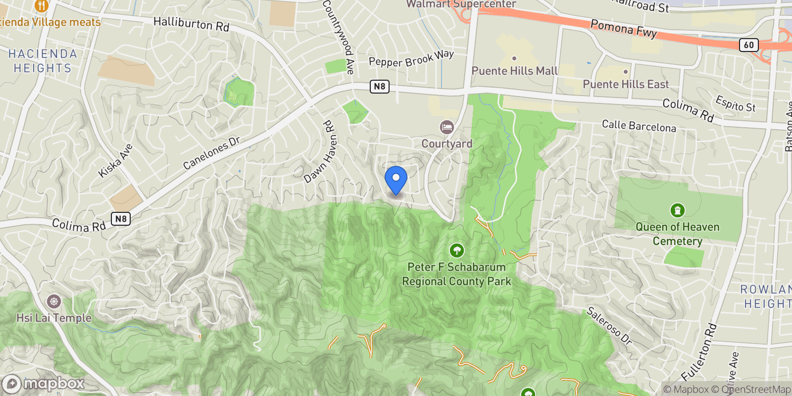 Map showing 16923 Glenfold Drive, Hacienda Heights, California, United States.