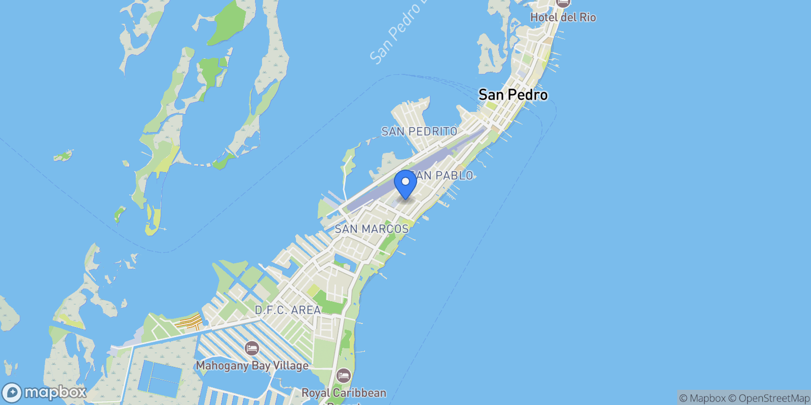 Map showing Sea Grape Drive, San Pedro, Corozal District, Belize.