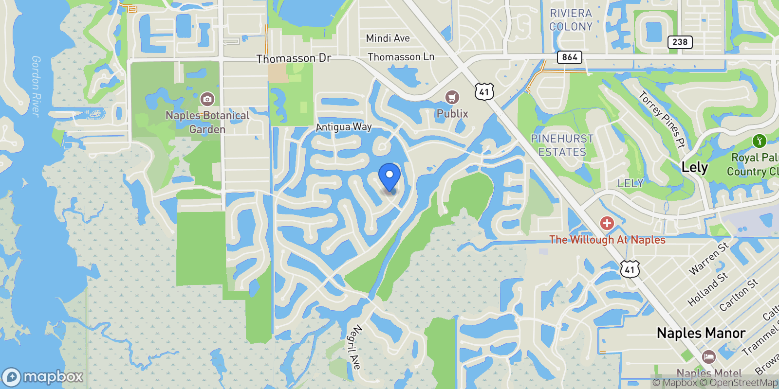 Map showing 6424 Pembroke Way, Naples, Florida, United States.